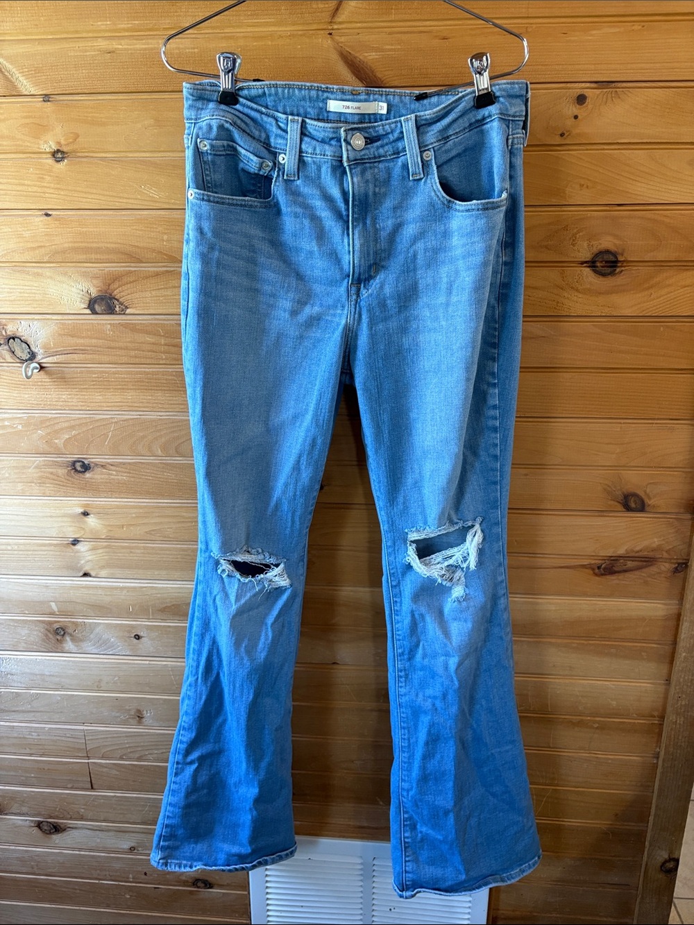 Levi's Light Blue Ripped Flare Jeans